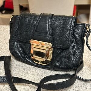 Michael Kors Black Leather Crossbody Bag with Gold Hardware